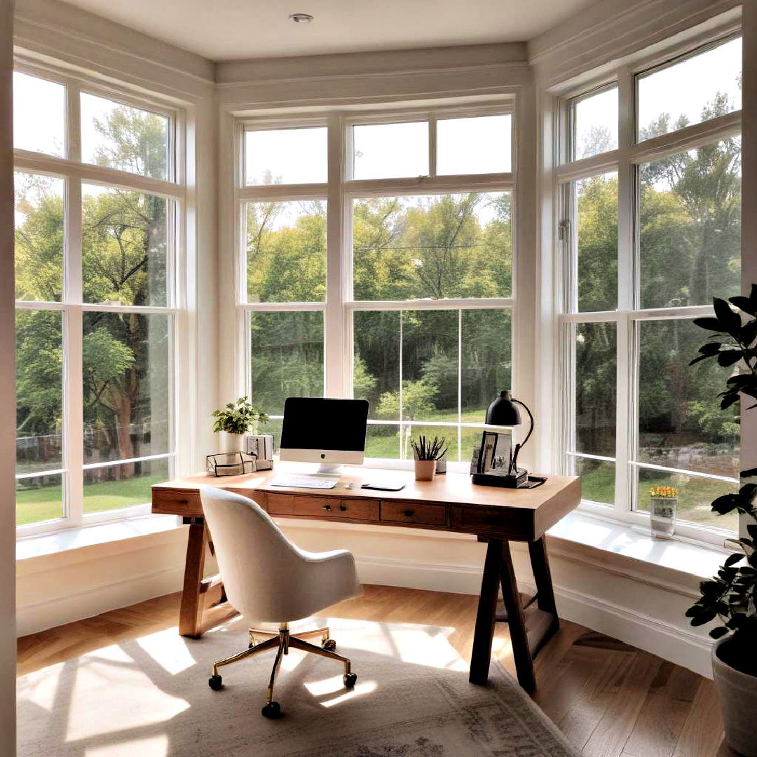 bay window with home office - 40 Bay Window Ideas