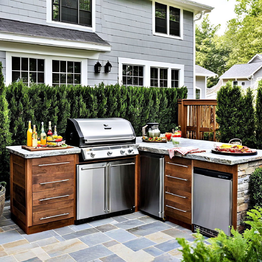 bbq area with built in refrigerator - 40 Bbq Area Ideas