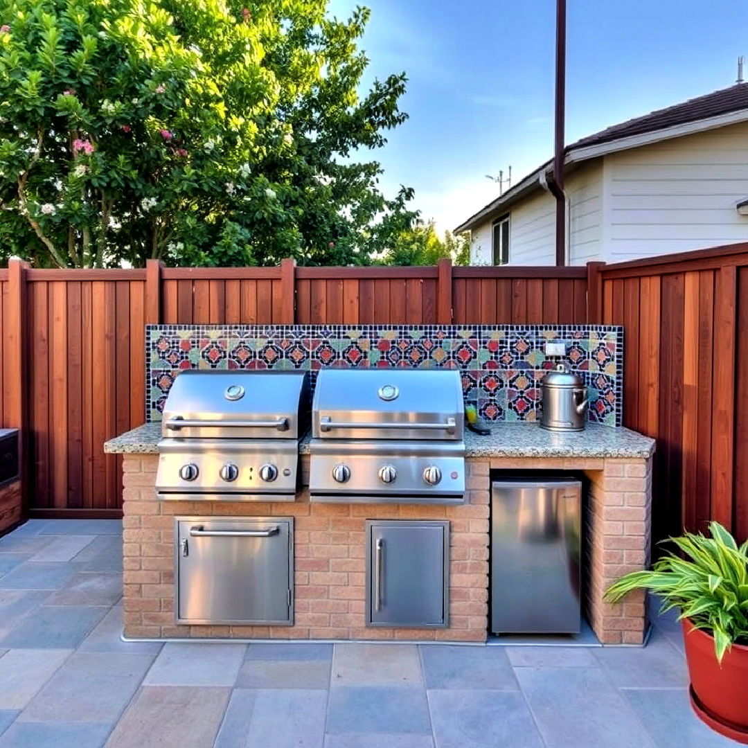 bbq area with custom tile work - 40 Bbq Area Ideas