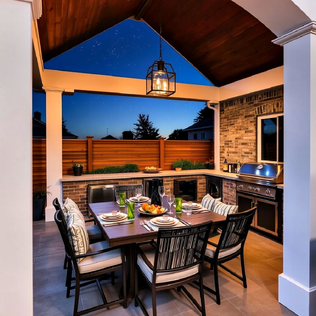 bbq area with open air dining space - 40 Bbq Area Ideas