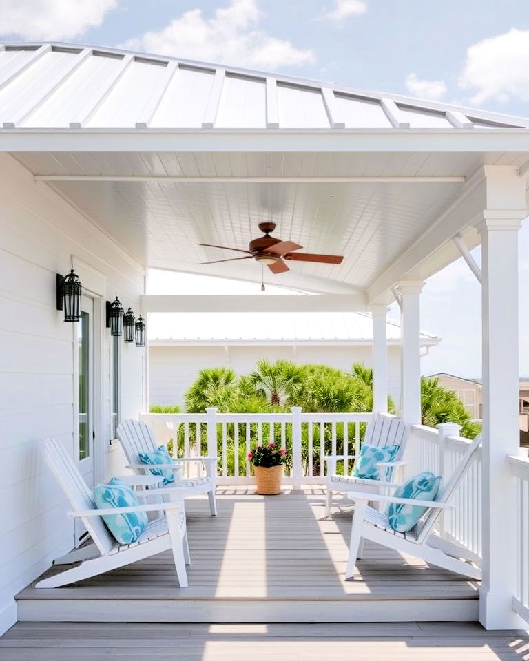 beach inspired aluminum metal roof - 30 Metal Roof Porch Design Ideas