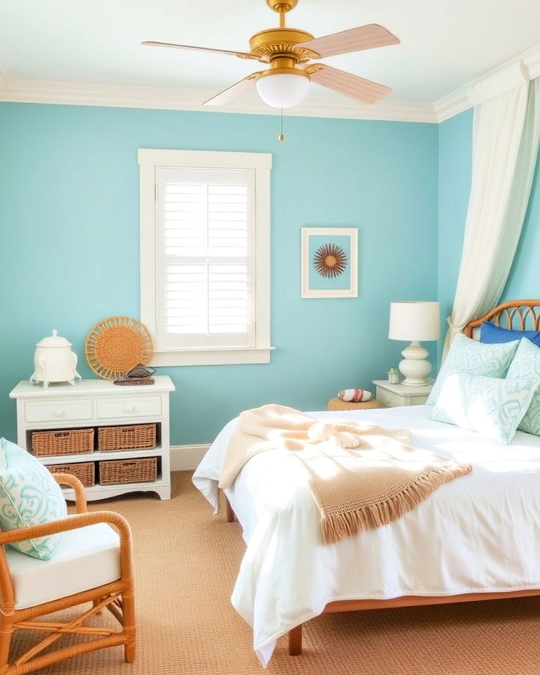 beach inspired decor for turquoise bedroom - 15 Turquoise Bedroom Ideas