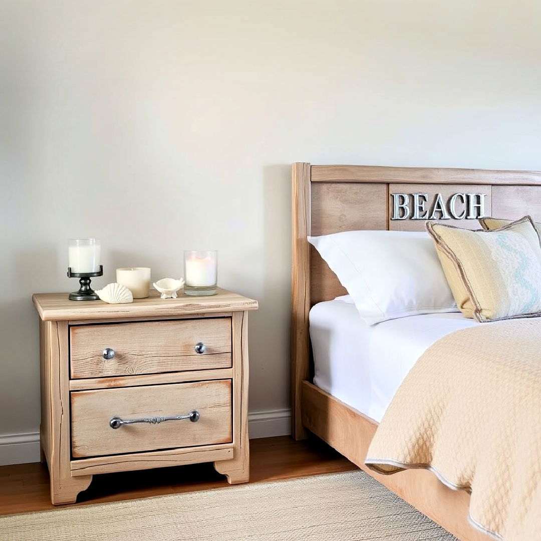 beach inspired distressed wood nightstand - 40 Ocean-themed Bedroom Ideas