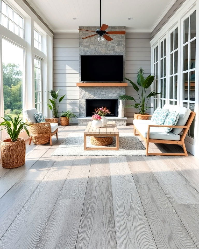 beach inspired grey driftwood floor color - 30 Wood Floor Colors