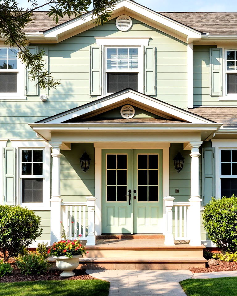 beach inspired look sage green exterior - 30 Sage Green House Exterior Ideas