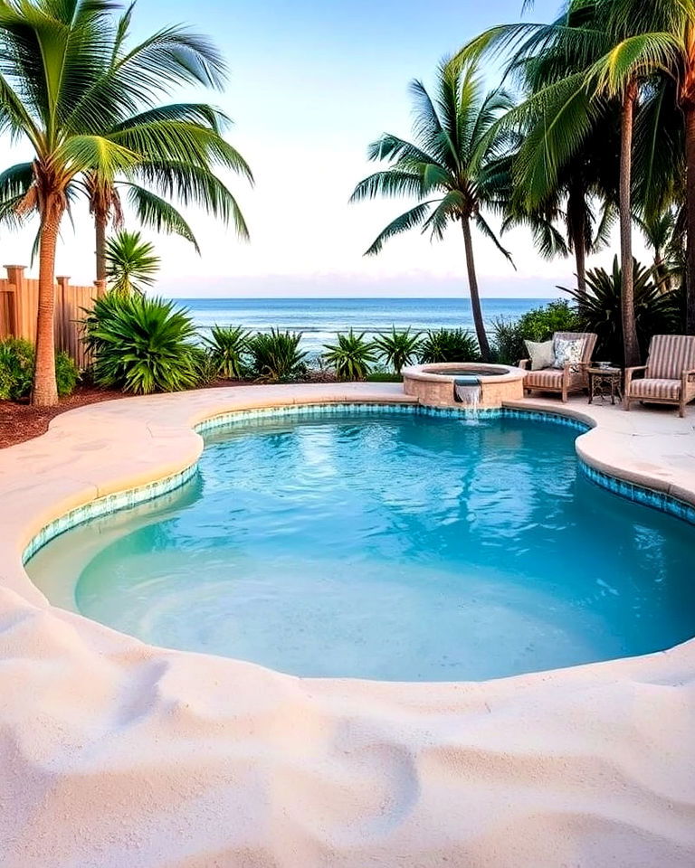 beach like feel with sand pool - 40 Swimming Pool Ideas
