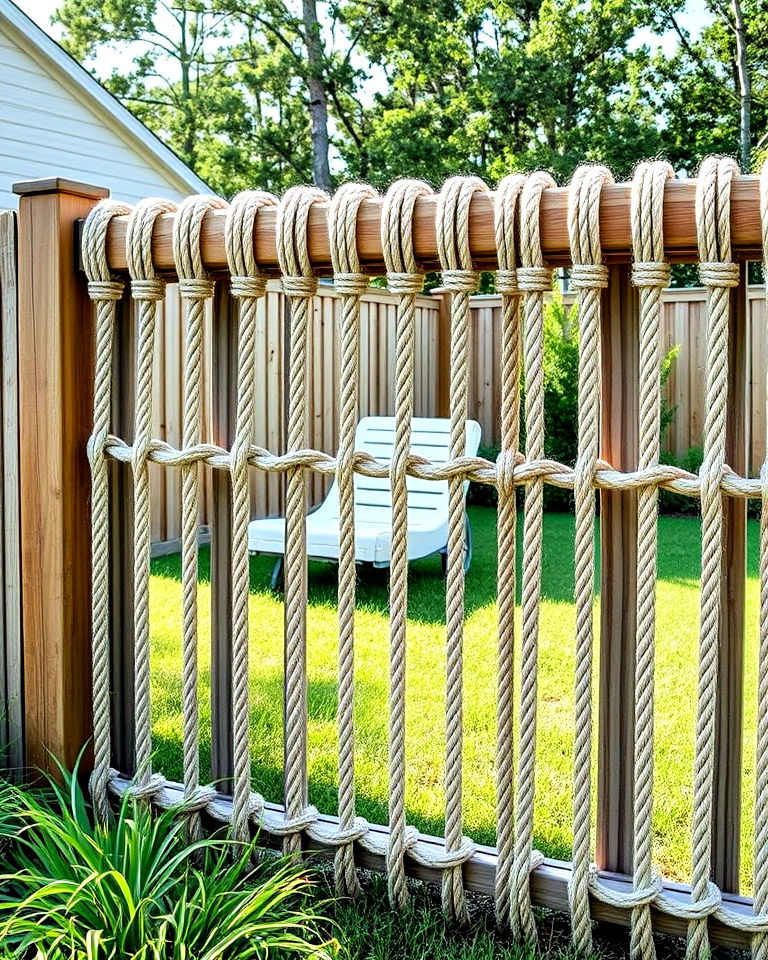 beach themed rope weave fence - 20 Fence Art Ideas