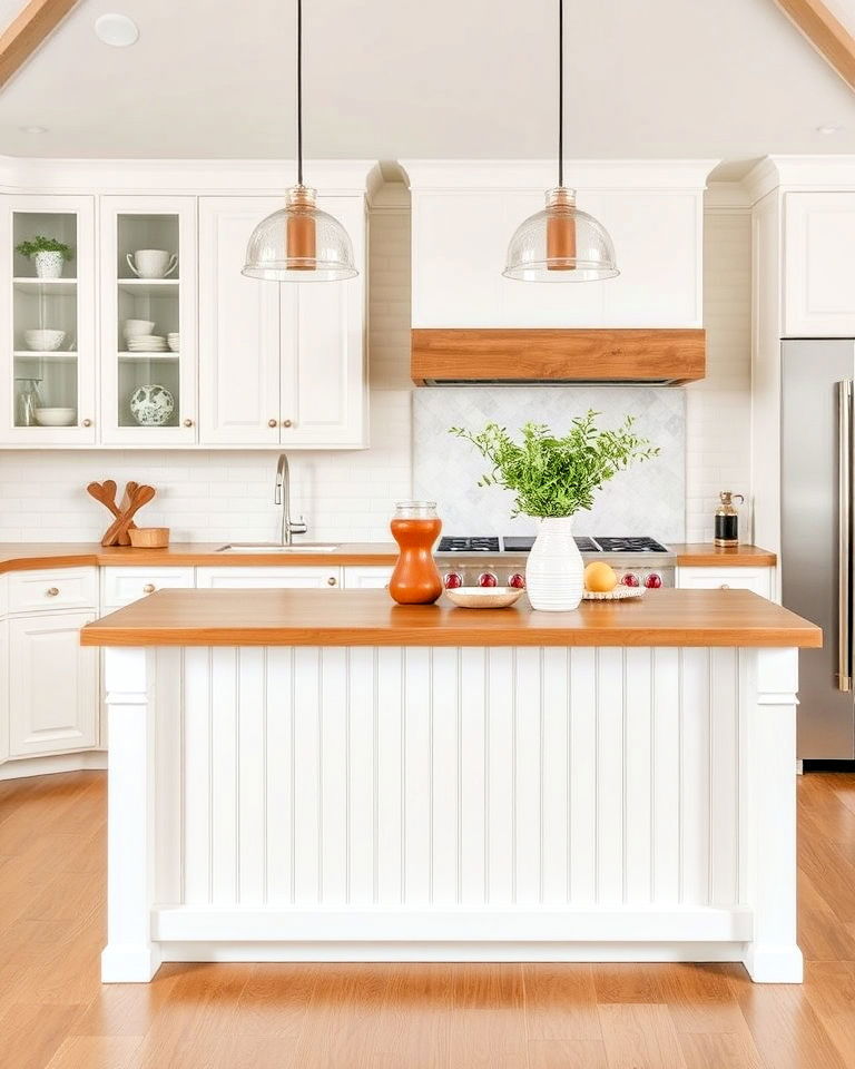 beadboard accents for farmhouse kitchen island - 25 Farmhouse Kitchen Island Ideas