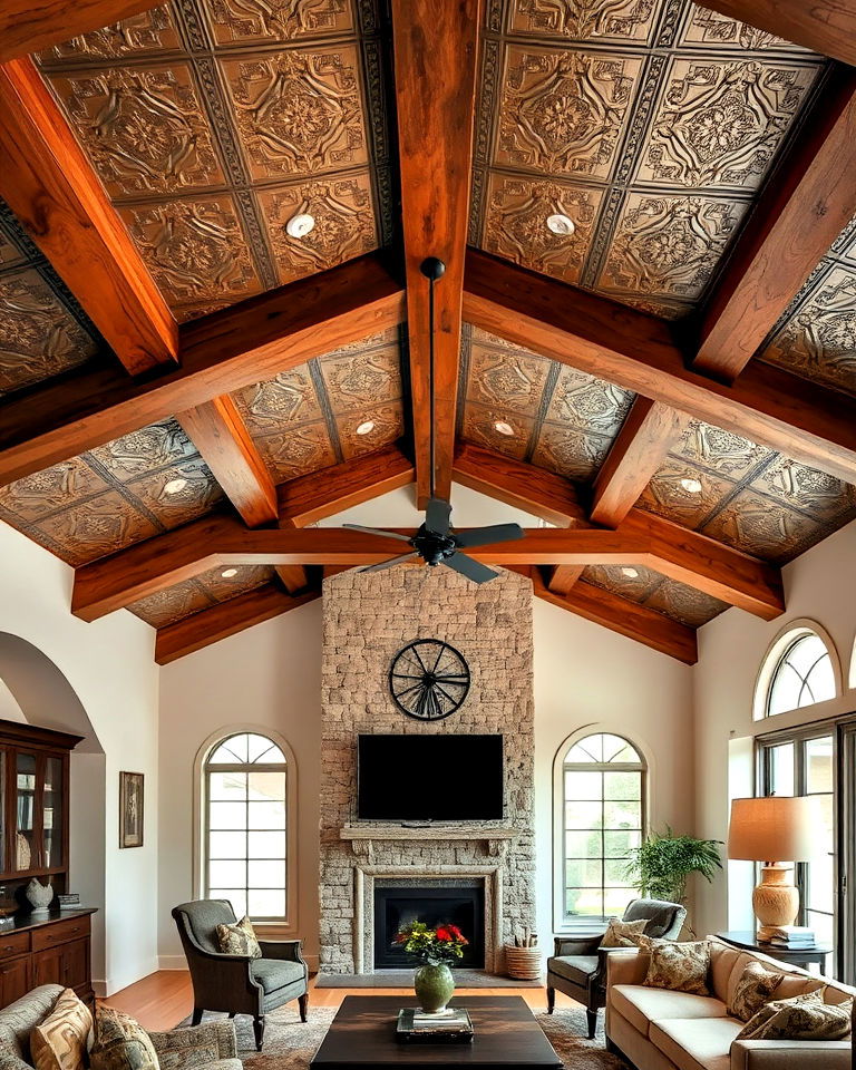 beams with decorative ceiling tiles - 20 Vaulted Ceiling With Beams