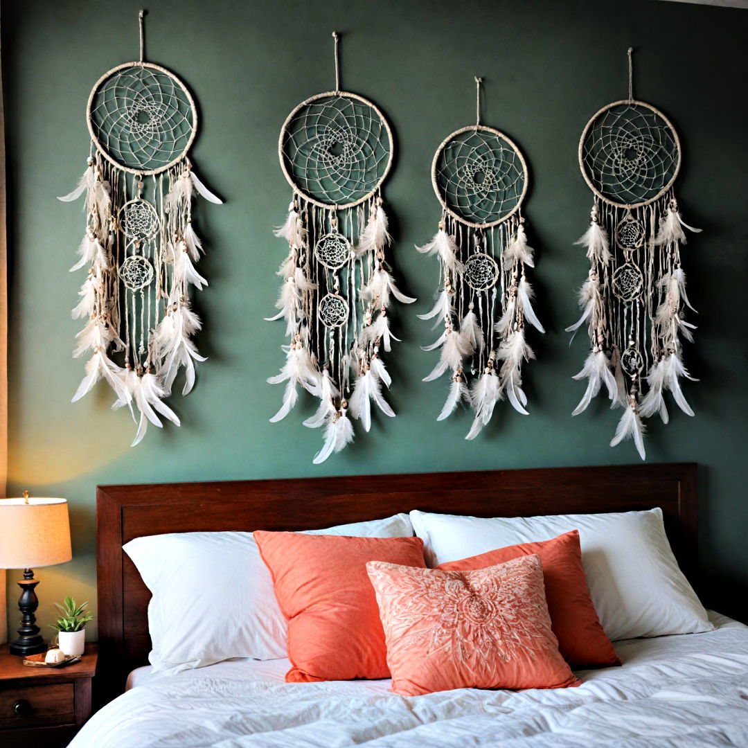 beautiful dreamcatcher hangings - 40 Boho Bedroom Ideas