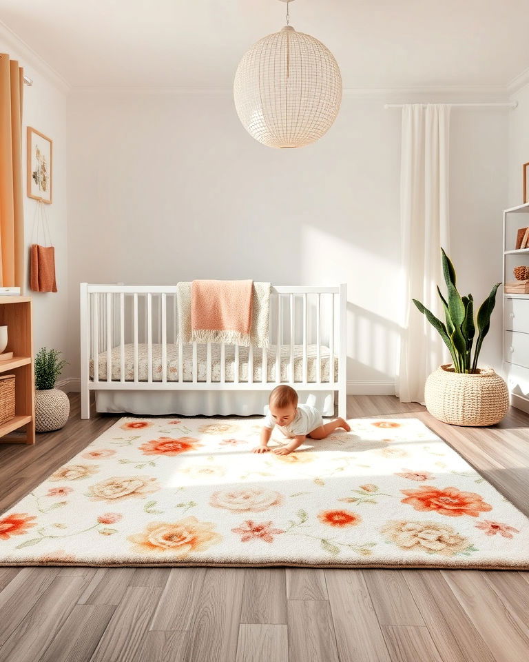 beautiful floral rug - 15 Floral Nursery Ideas