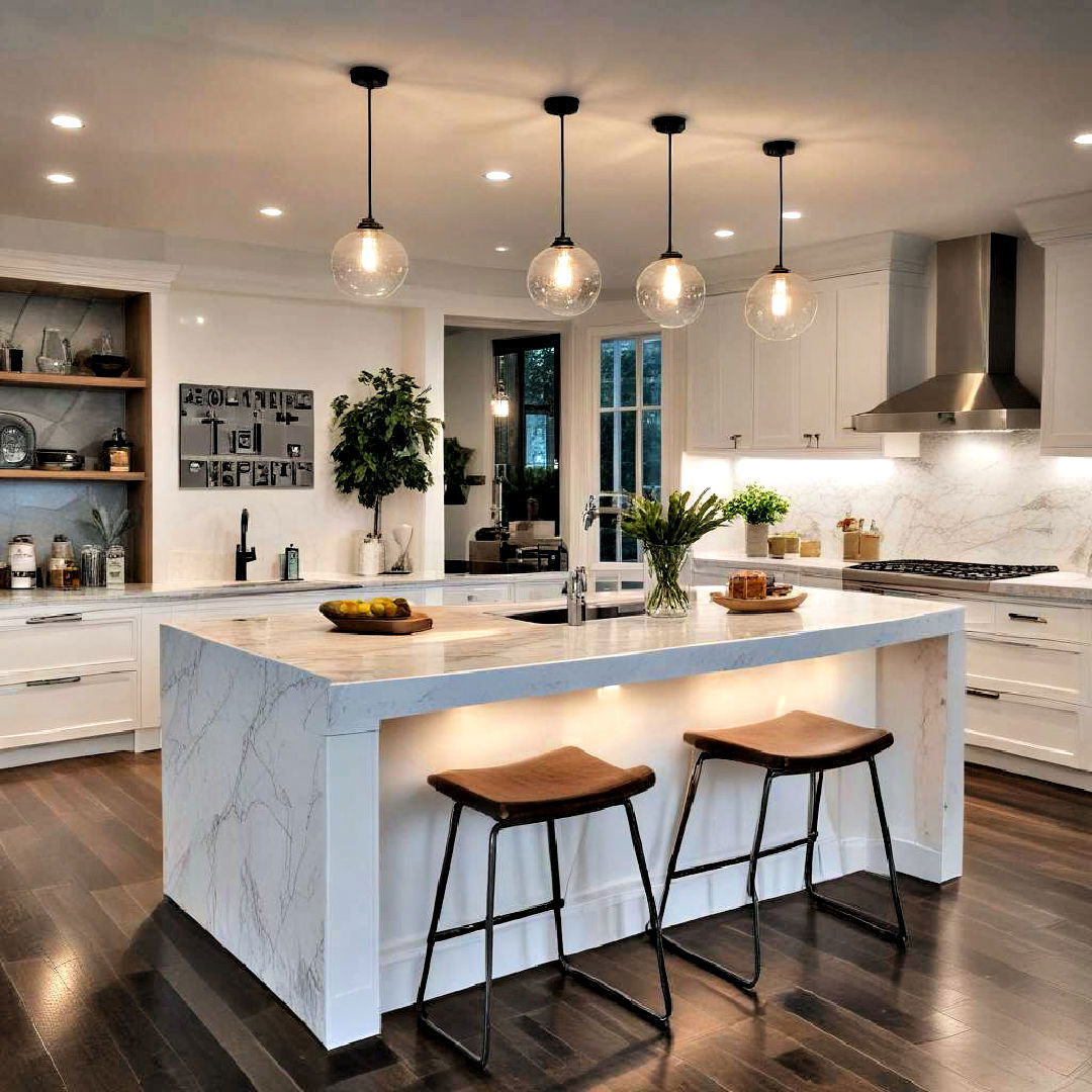 beautiful integrated lighting - 40 Kitchen Island Ideas