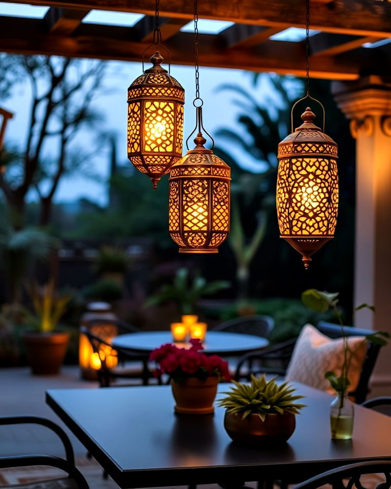 beautiful moroccan style lanterns - 25 Mediterranean Patio Ideas