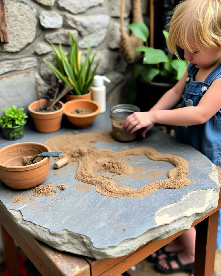 beautiful nature inspired play surface - 20 Mud Kitchen Ideas