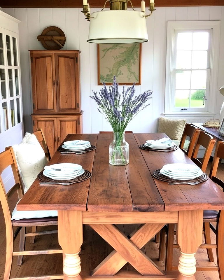 beautiful rustic wooden dining table - 30 Cottagecore Dining Room Ideas