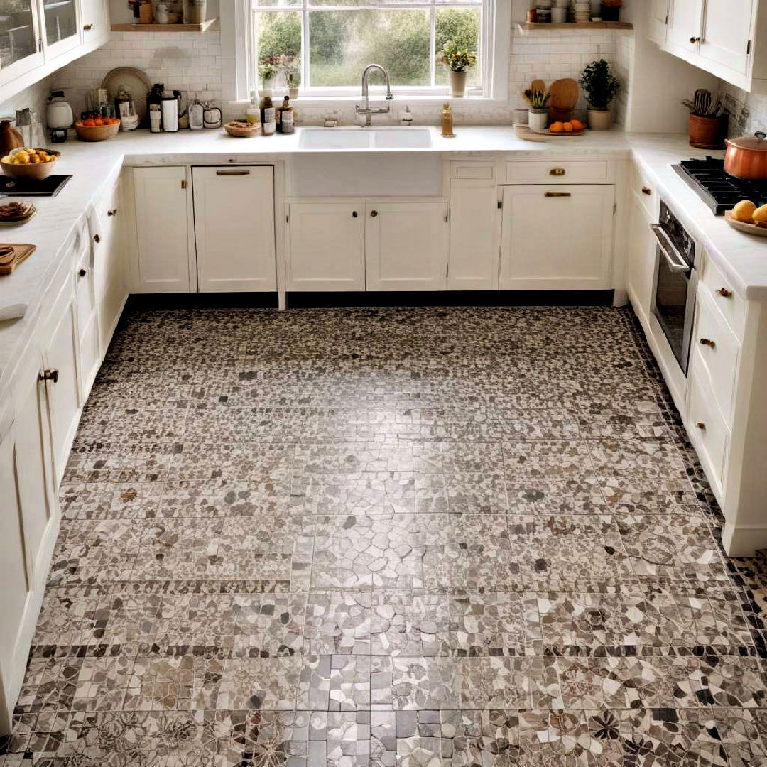 beauty of mosaic tile floor - 40 Kitchen Decor Ideas