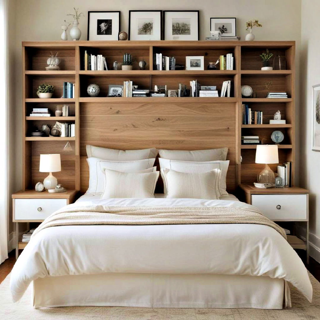 bed headboard with built in storage - 40 Small Bedroom Ideas