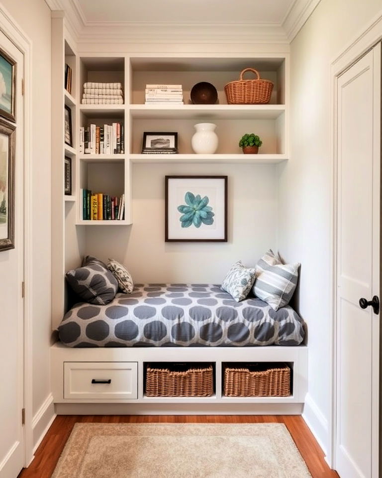 bed nook with built in shelving - 15 Bed Nook Ideas