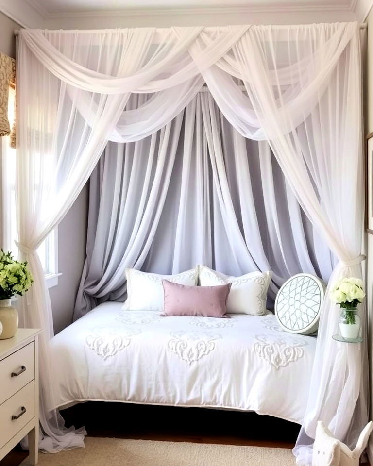 bed nook with canopy to add whimsical touch - 15 Bed Nook Ideas