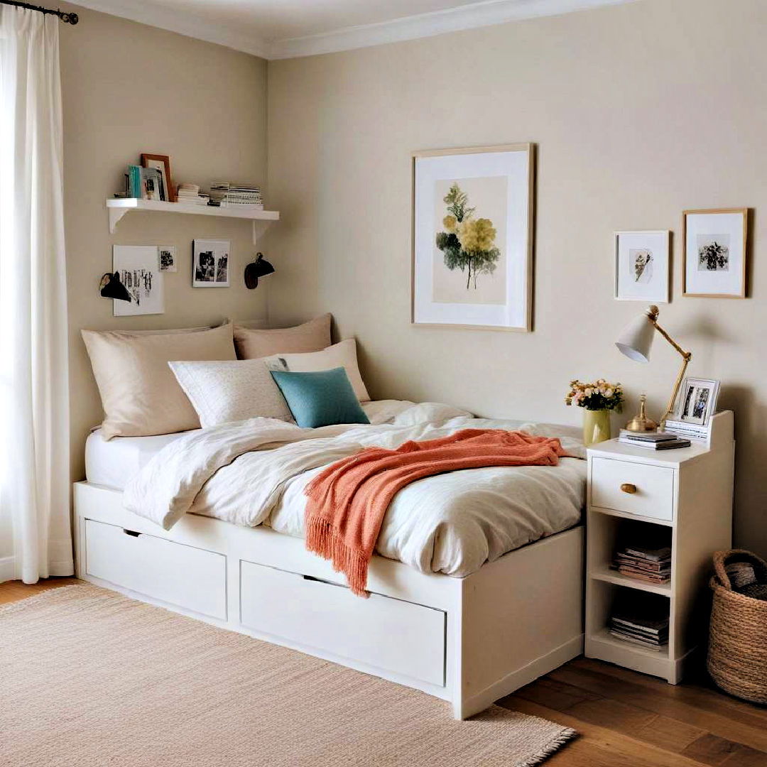bed with built in storage - 40 Small Bedroom Ideas