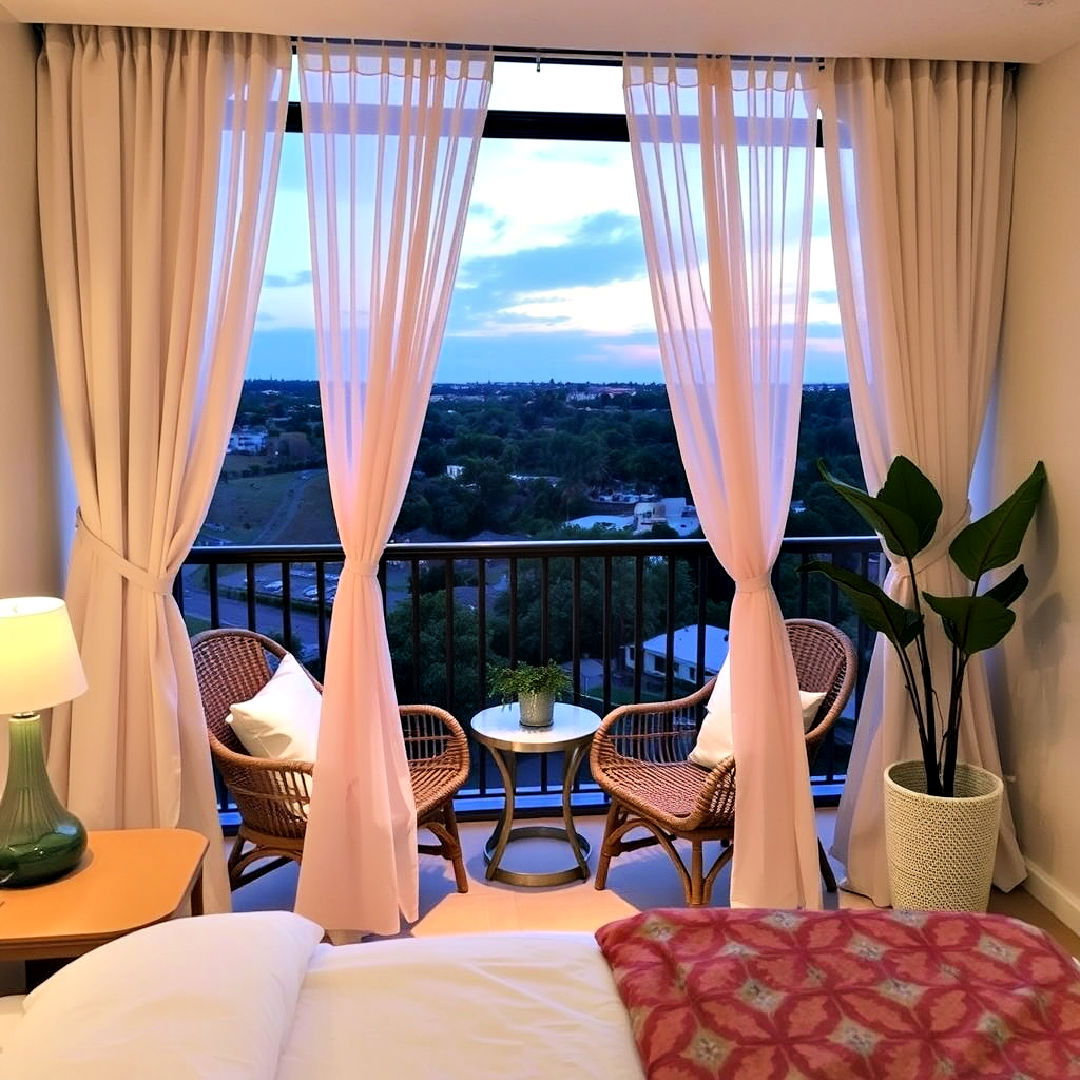 bedroom balcony with curtains - 20 Bedroom Balcony Ideas