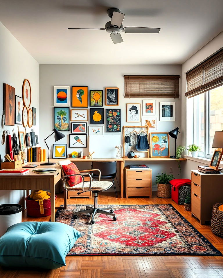 bedroom designed as creative art studio - 40 Teenage Boy Bedroom Ideas