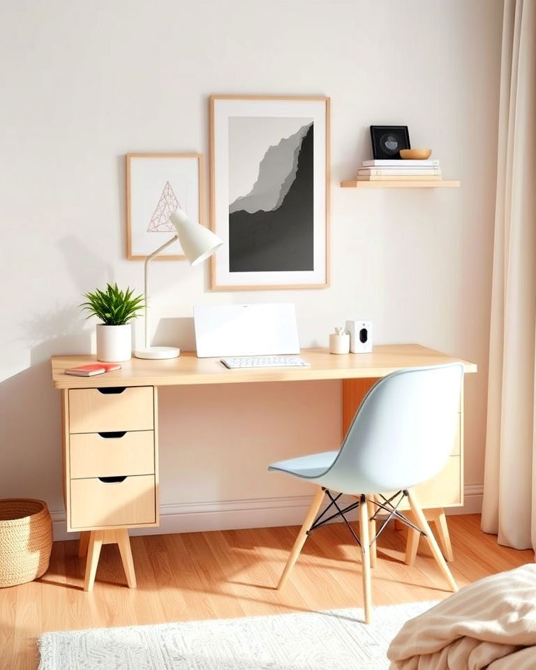 bedroom office with scandinavian minimalist design - 40 Bedroom Office Ideas