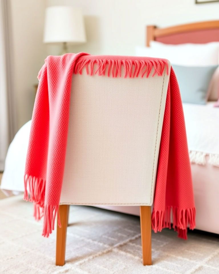 bedroom with coral throw blanket - 25 Coral Bedroom Ideas