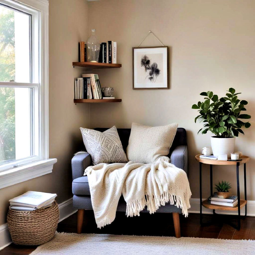 bedroom with cozy reading nook - 15 Bedroom Corner Ideas