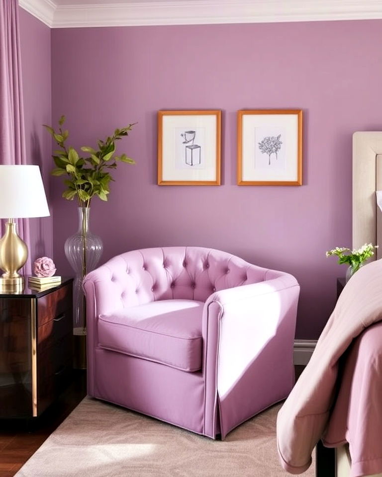 bedroom with lilac accent chair - 15 Lilac Bedroom Ideas