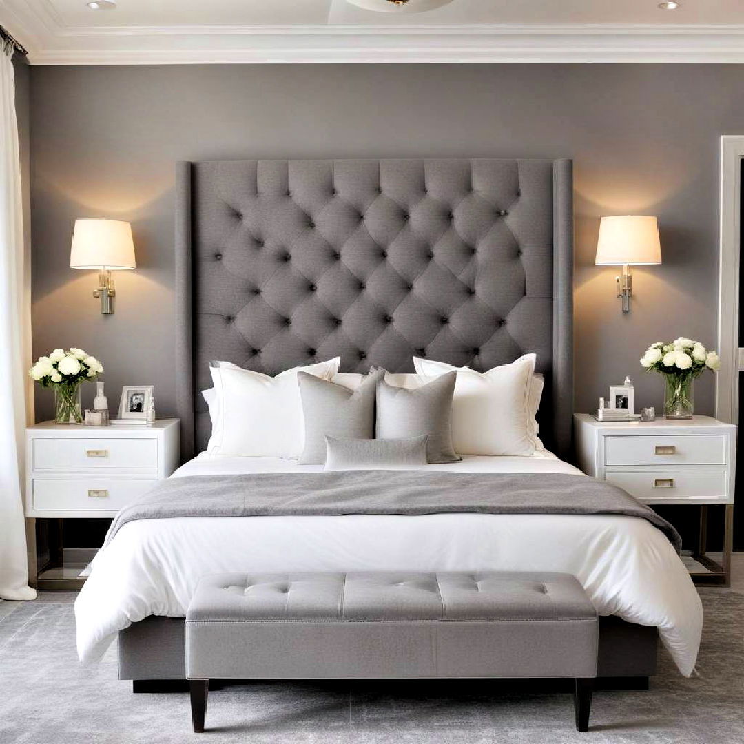 bedroom with luxurious retreat - 40 Grey and White Bedroom Ideas