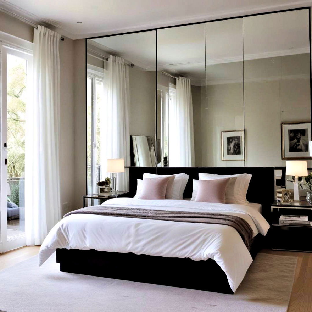 bedroom with mirrored wall panels - 15 Bedroom Mirror Ideas