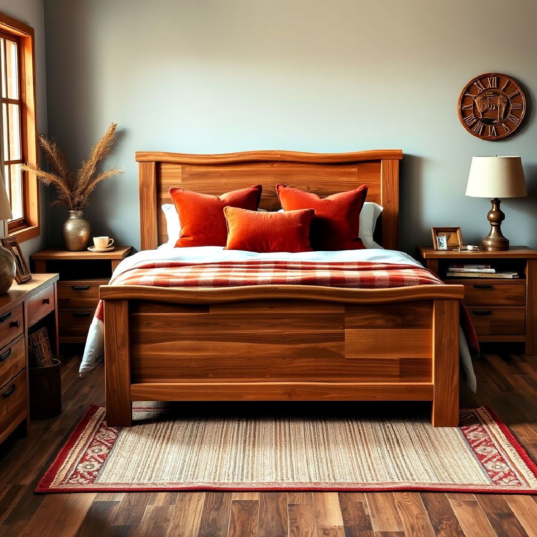 bedroom with rust and wood combination - 15 Rust Bedroom Ideas