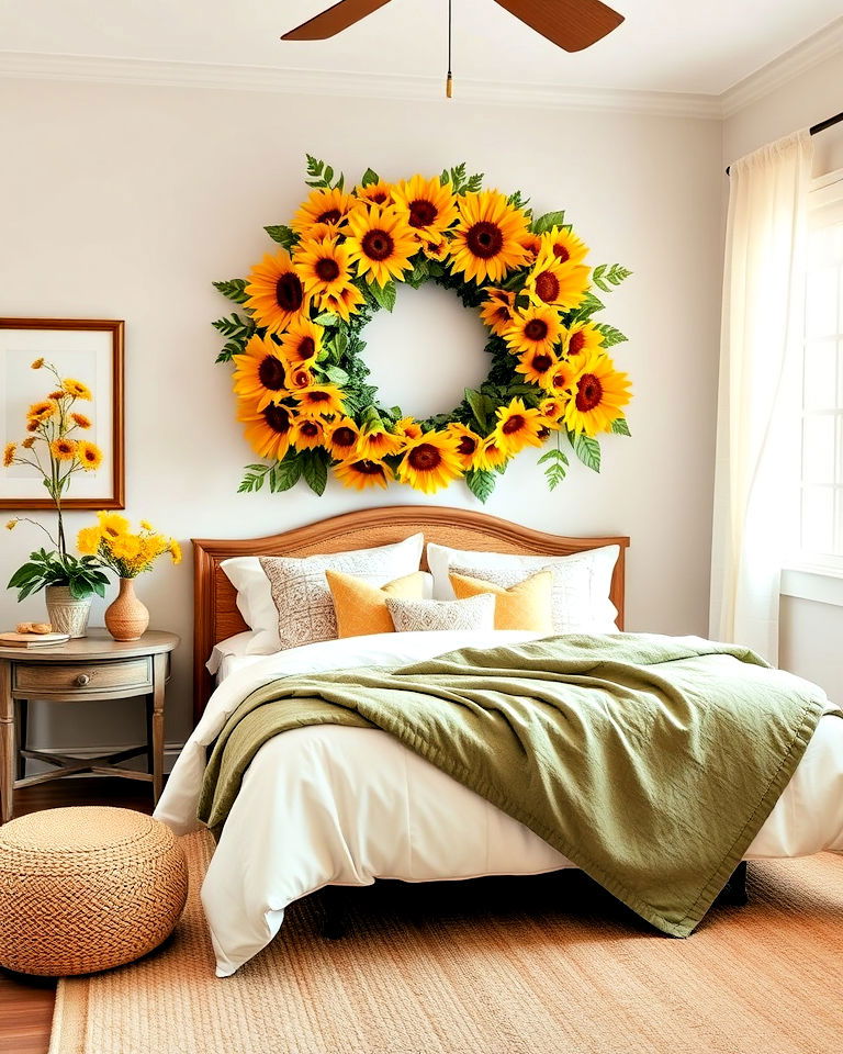 bedroom with seasonal sunflower decor - 15 Sunflower Bedroom Ideas