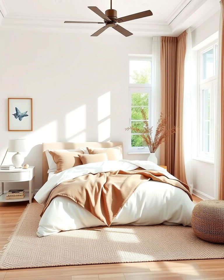 bedroom with taupe and white color scheme - 20 Taupe Bedroom Ideas