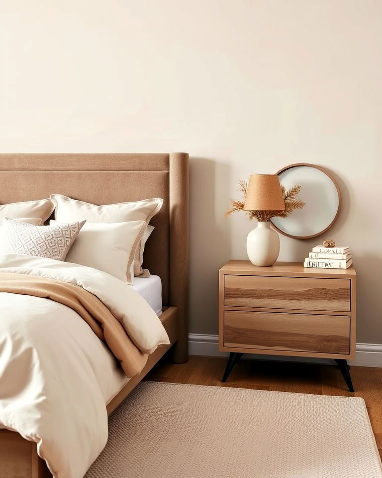 bedroom with taupe nightstands - 20 Taupe Bedroom Ideas