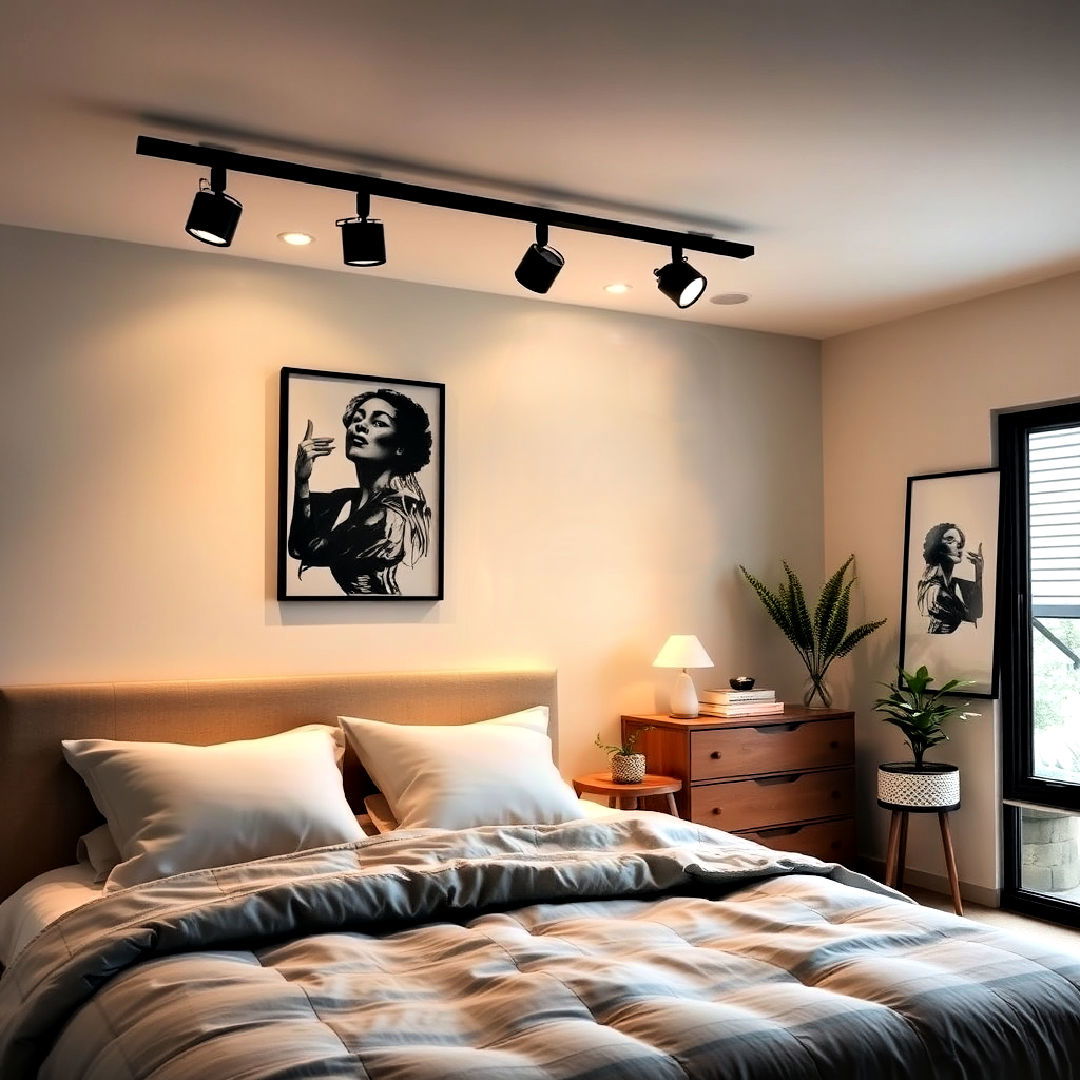 bedroom with versatile track lighting - 40 Bedroom Lighting Ideas