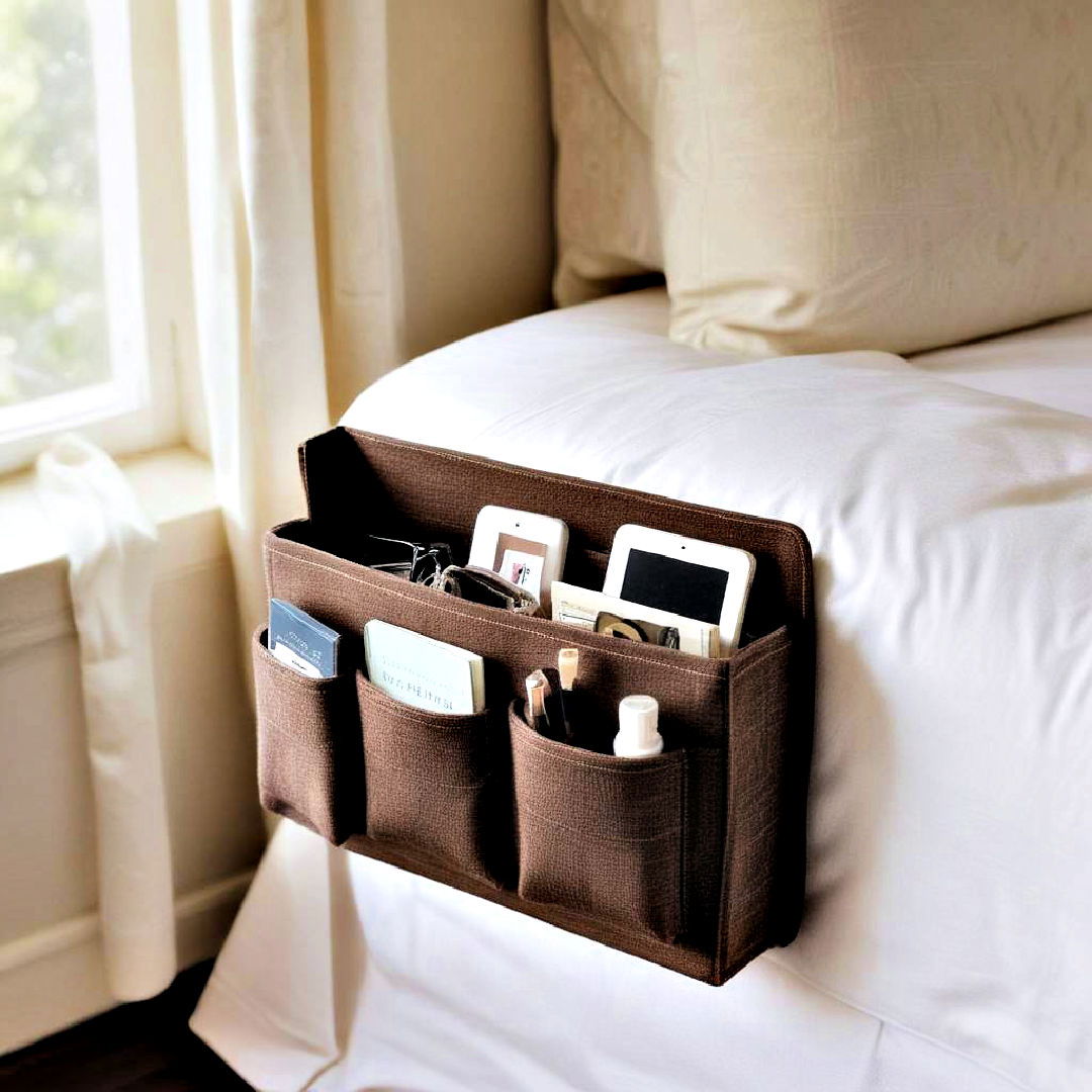bedside caddy attached to the side of bed - 40 Small Bedroom Ideas