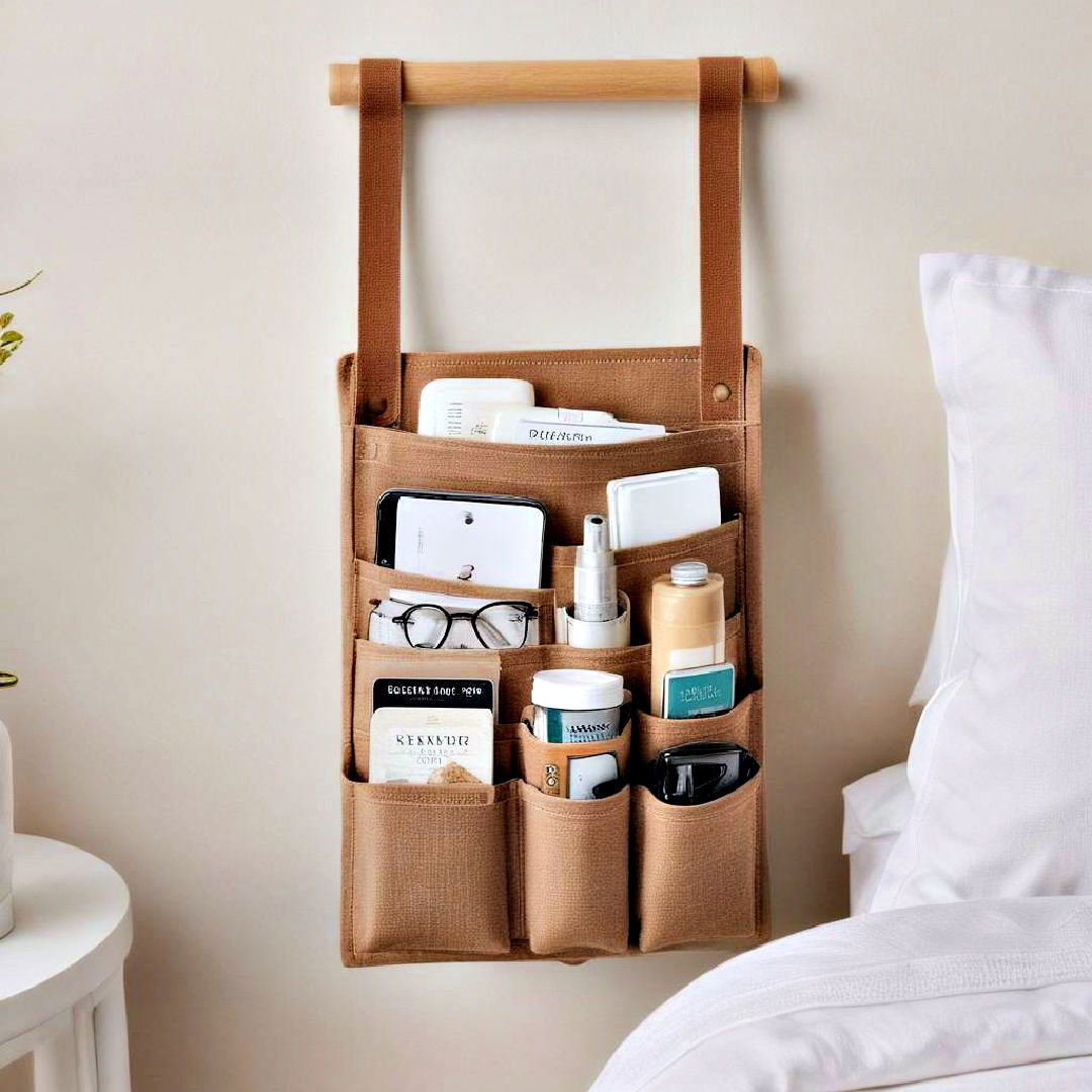 bedside caddy to store your nighttime essentials - 30 Small Apartment Storage Ideas