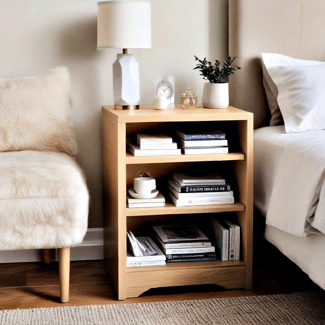 bedside table with storage - 40 Cozy Bedroom Ideas