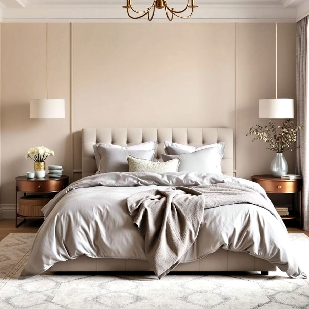 beige and soft gray color scheme - 30 Beige Bedroom Ideas