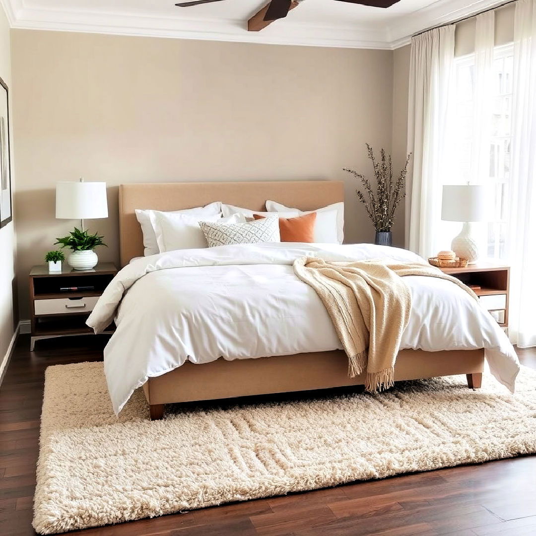 beige area rug for bedroom - 30 Beige Bedroom Ideas