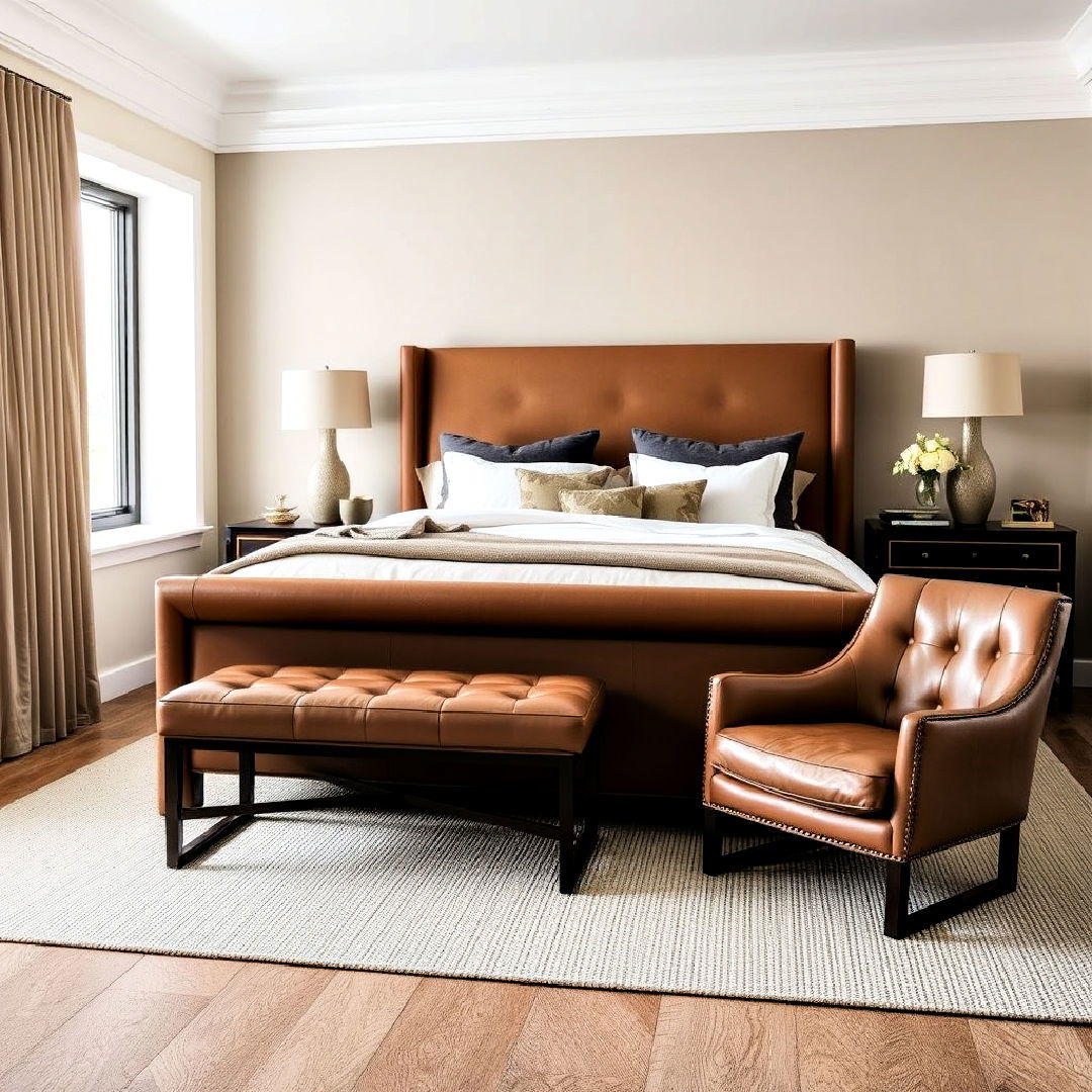 beige bedroom with leather accents - 30 Beige Bedroom Ideas