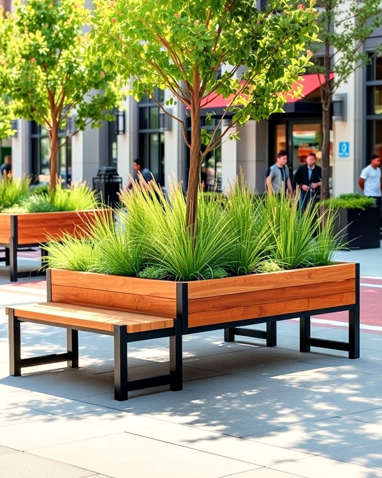 bench integrated street planters - 20 Street Planters