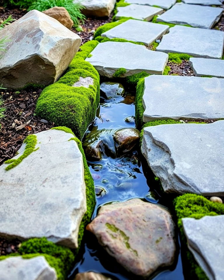 between path with hidden stream - 15 Water Garden Ideas