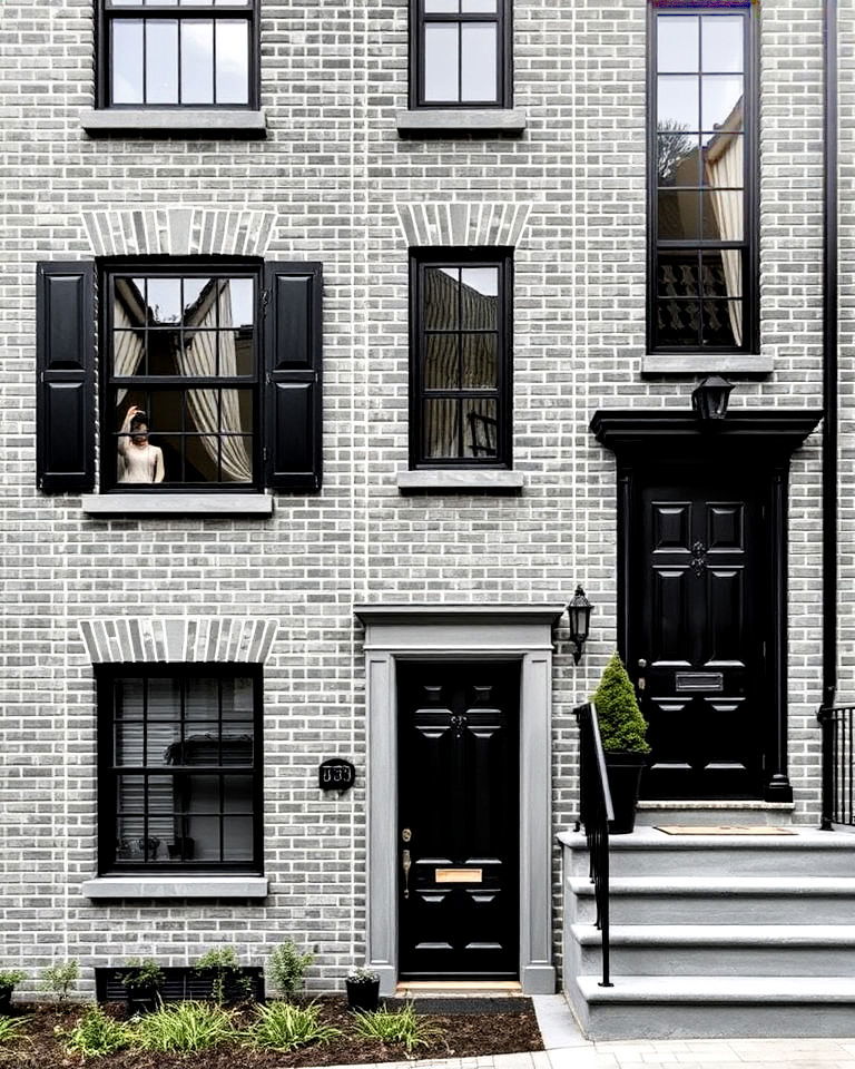 black accents for gray brick exterior - 30 Gray Brick Exterior Home Ideas