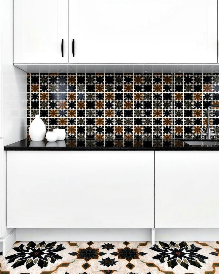 black and brown tile patterns for kitchen - 20 Black and Brown Kitchen Ideas