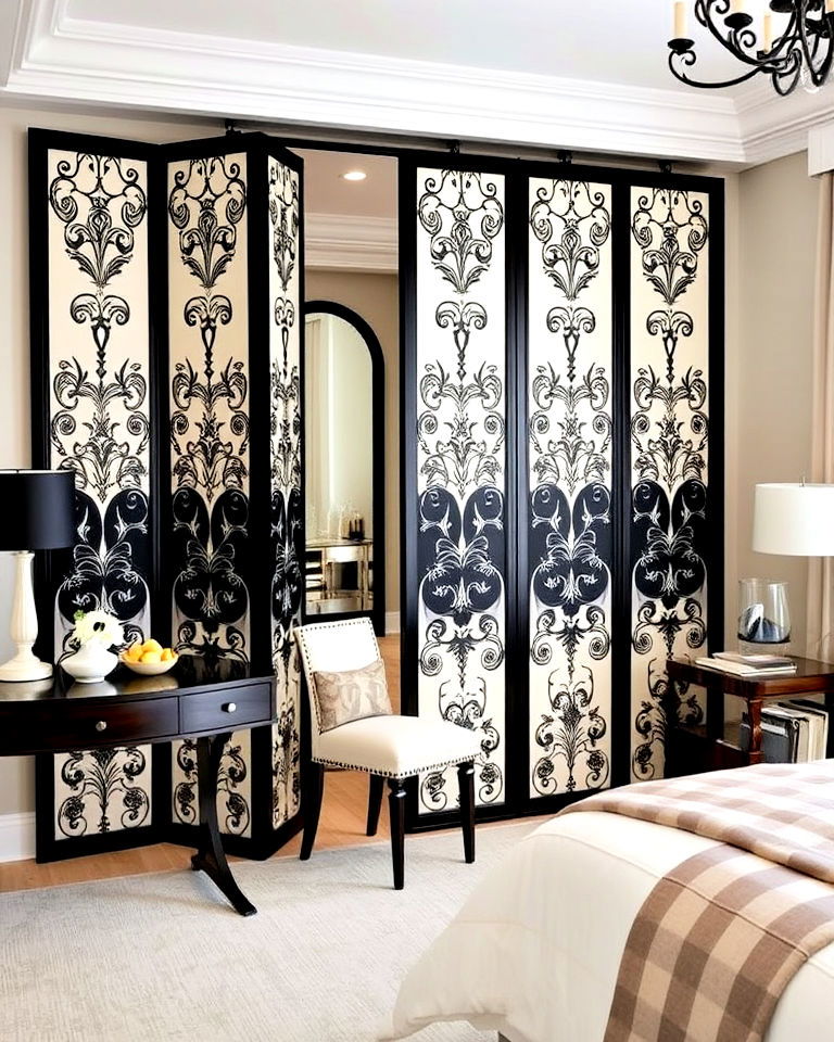 black and cream area dividers for bedroom - 35 Cream and Black Bedroom Ideas