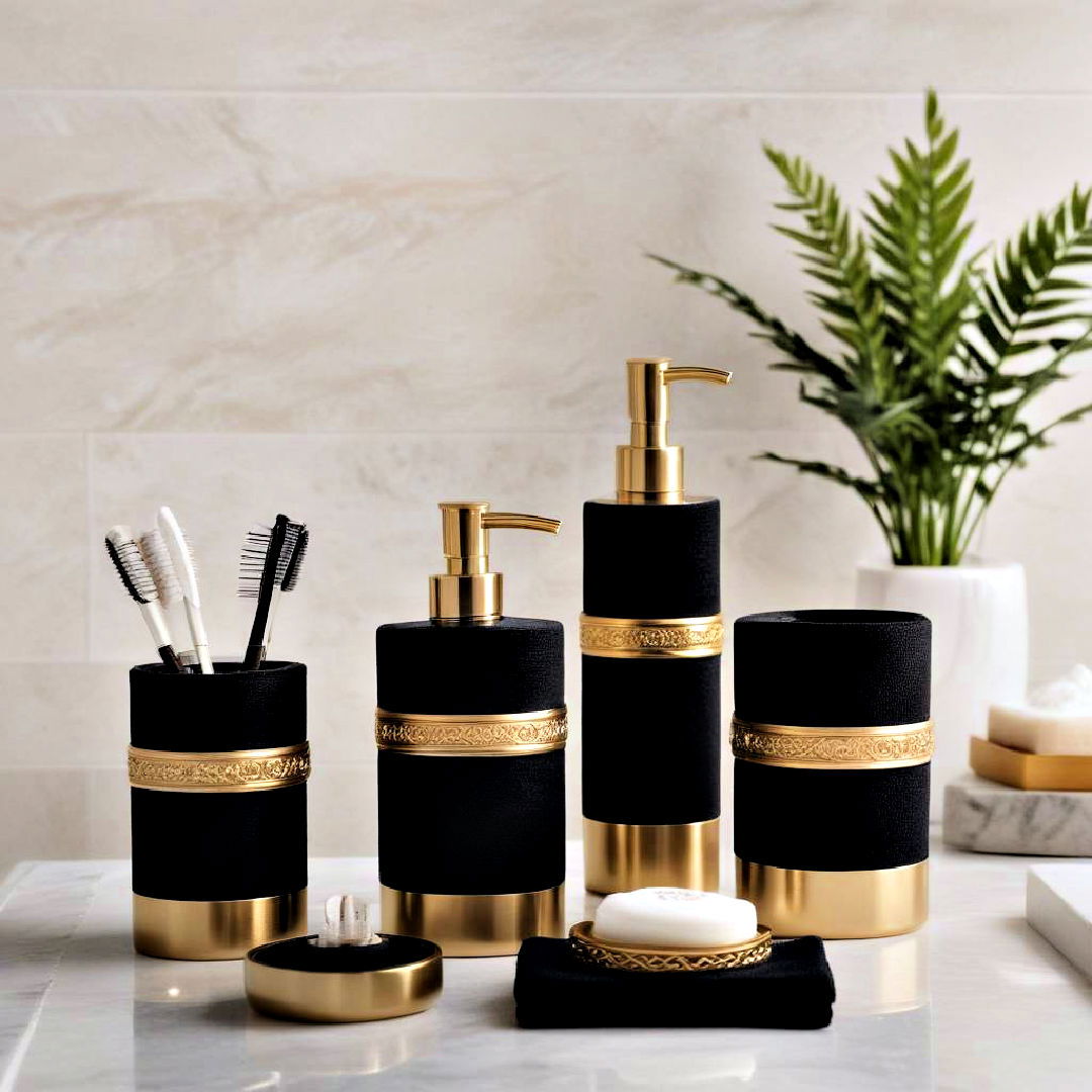 black and gold accessories - 20 Black and Gold Bathroom Ideas