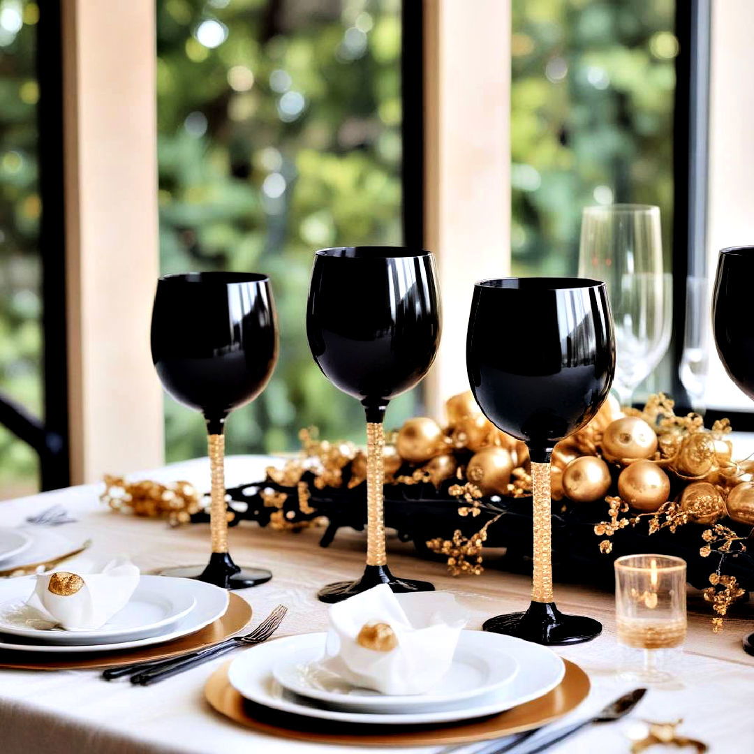 black and gold glassware - 20 Black and Gold Centerpiece Ideas